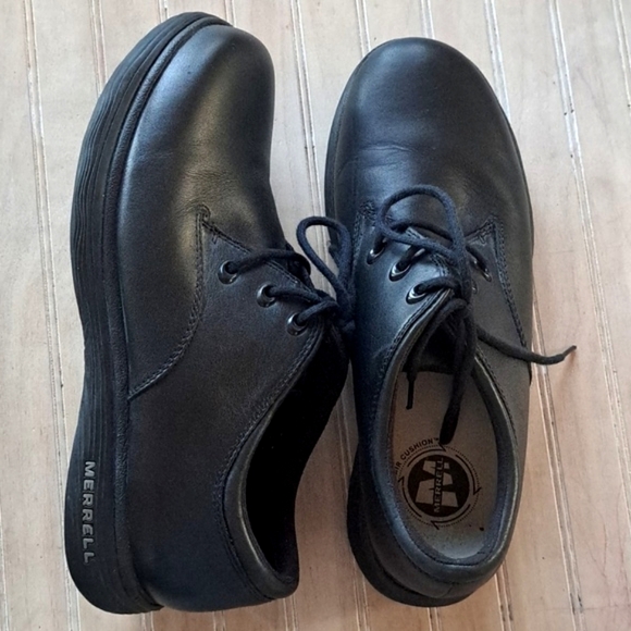 New Merrell Topo Leather Lace Oxford Pro Casual Shoes Men's Air Cushion Black